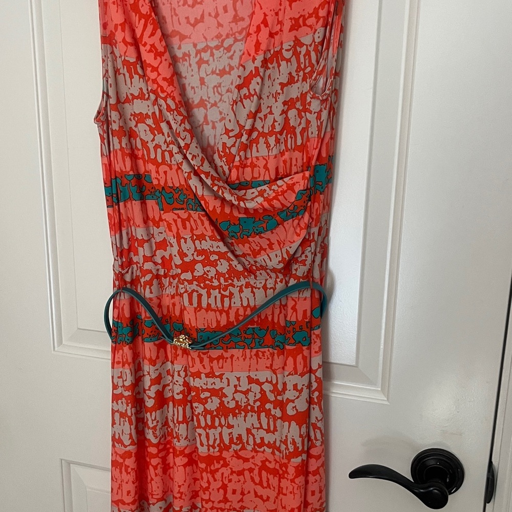Stylish Coral and Teal Women's Dress